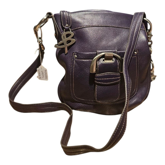 B. Makowsky Genuine Leather Crossbody Bag – Eggplant Purple, Silver Hardware - Picture 4 of 13